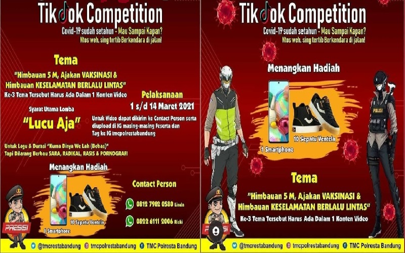 Sosialisasi Prokes dan Vaksinasi Covid-19, Polresta Bandung Gelar Lomba TikTok