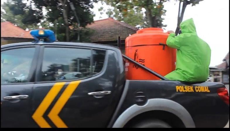 Dukung PPKM Mikro, Mobil Anggota Polres Pemalang Dilengkapi Tandon Air Disinfektan