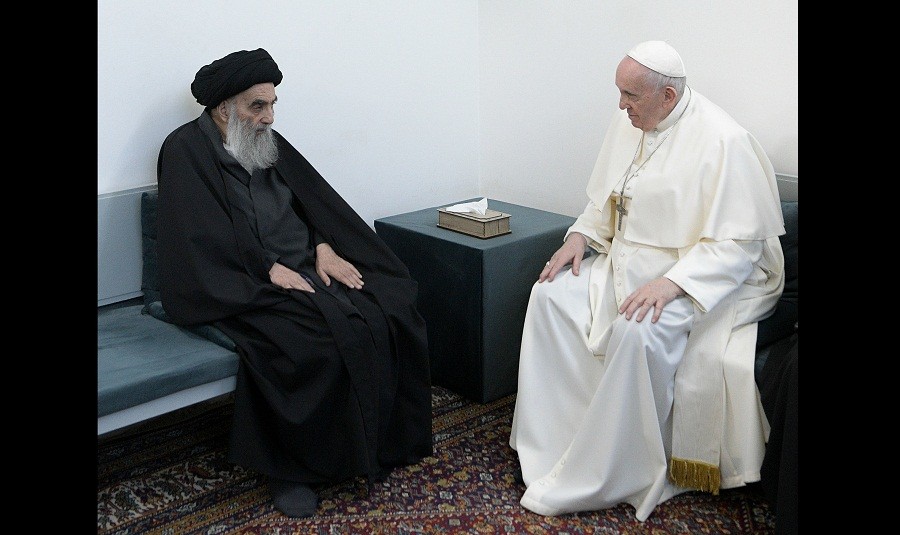 Bersejarah, Paus Fransiskus Bertemu Ulama Senior Syiah Ayatollah Ali Al-Sistani di Irak