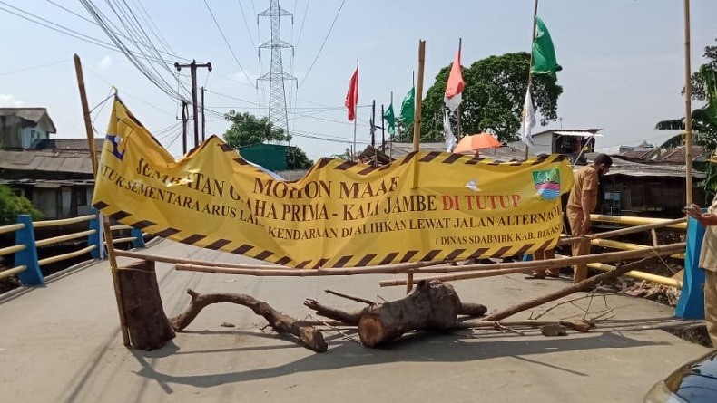 Nyaris Ambles, Jembatan Graha Prima Penghubung Tambun Selatan dan Utara Bekasi Ditutup