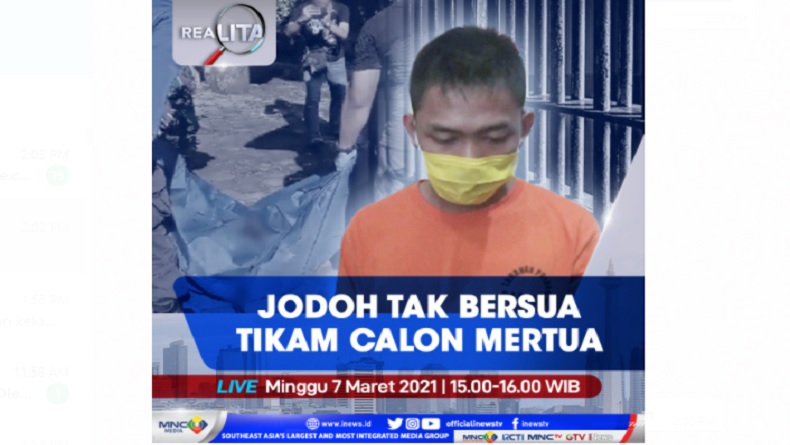 Jodoh Tak Bersua, Pemuda Tikam Calon Mertua, Selengkapnya di Realita Minggu Pukul 15.00 WIB