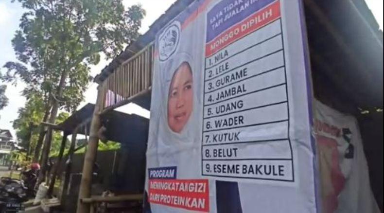Unik, Penjual Ikan Ini Tawarkan Dagangan Pakai Baliho Mirip Caleg Kampanye 