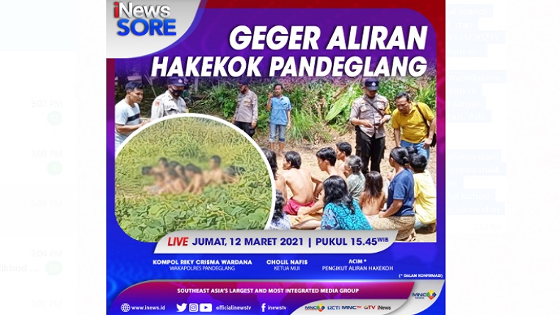 Geger Aliran Hakekok Pandeglang, Simak Selengkapnya di iNews Sore Jumat Pukul 15.45 WIB