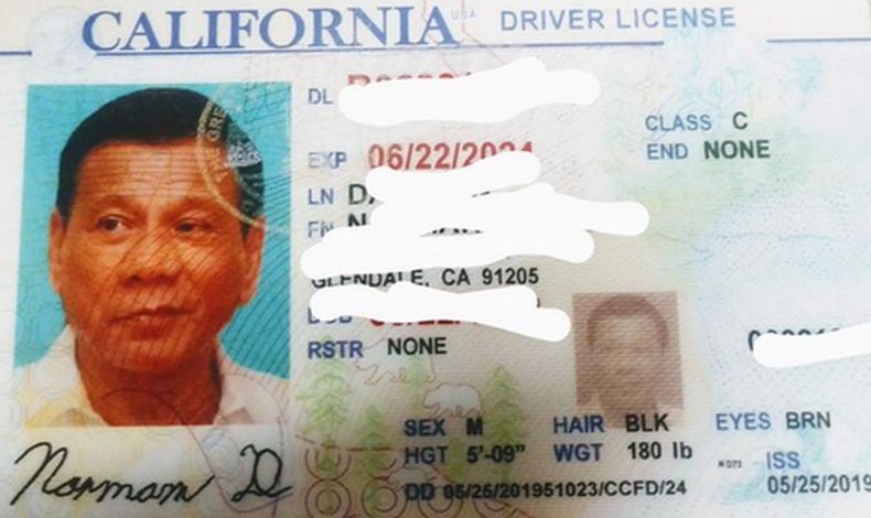 Nekat, Pria Ini Bikin SIM Palsu Pakai Foto Presiden Filipina Duterte