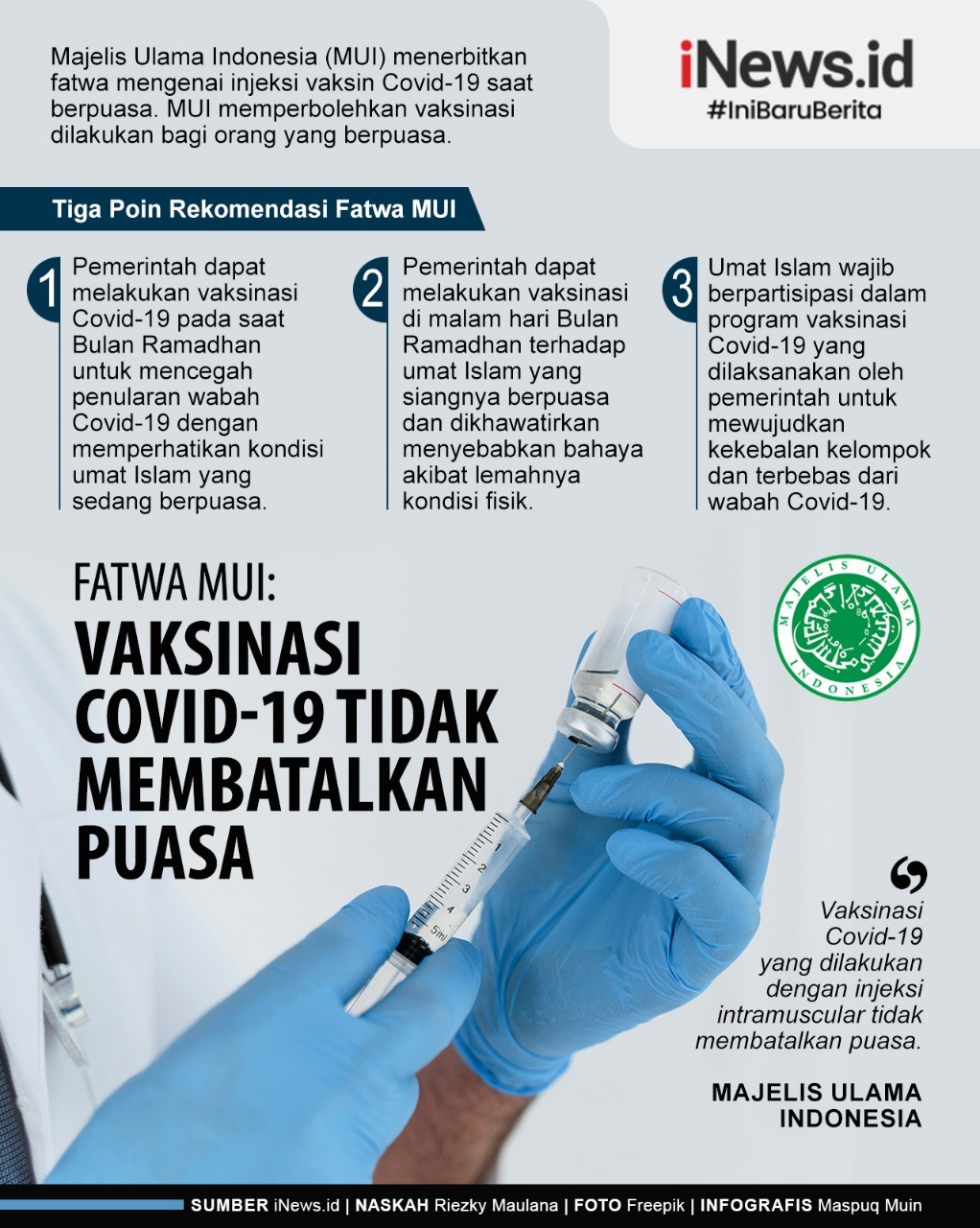 Infografis Fatwa MUI: Vaksinasi Covid Tak Batalkan Puasa