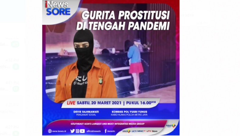 Gurita Prostitusi di Tengah Pandemi, Selengkapnya di iNews Sore Sabtu Pukul 16.00 WIB 