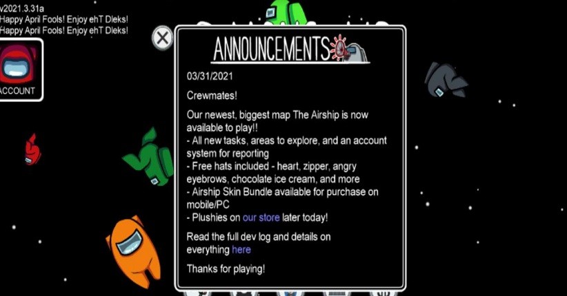 Peta Airship Akhirnya Tersedia di Among Us, Apa yang Baru?