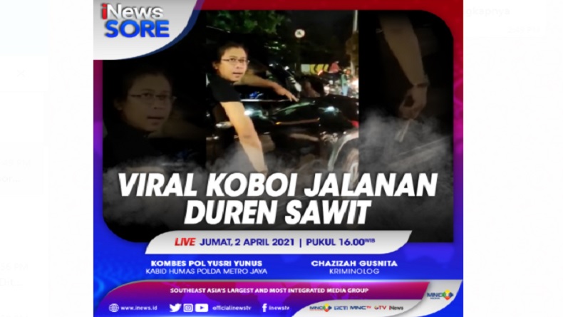 Viral Koboi Jalanan Duren Sawit, Selengkapnya di iNews Sore Jumat Pukul 16.00 WIB