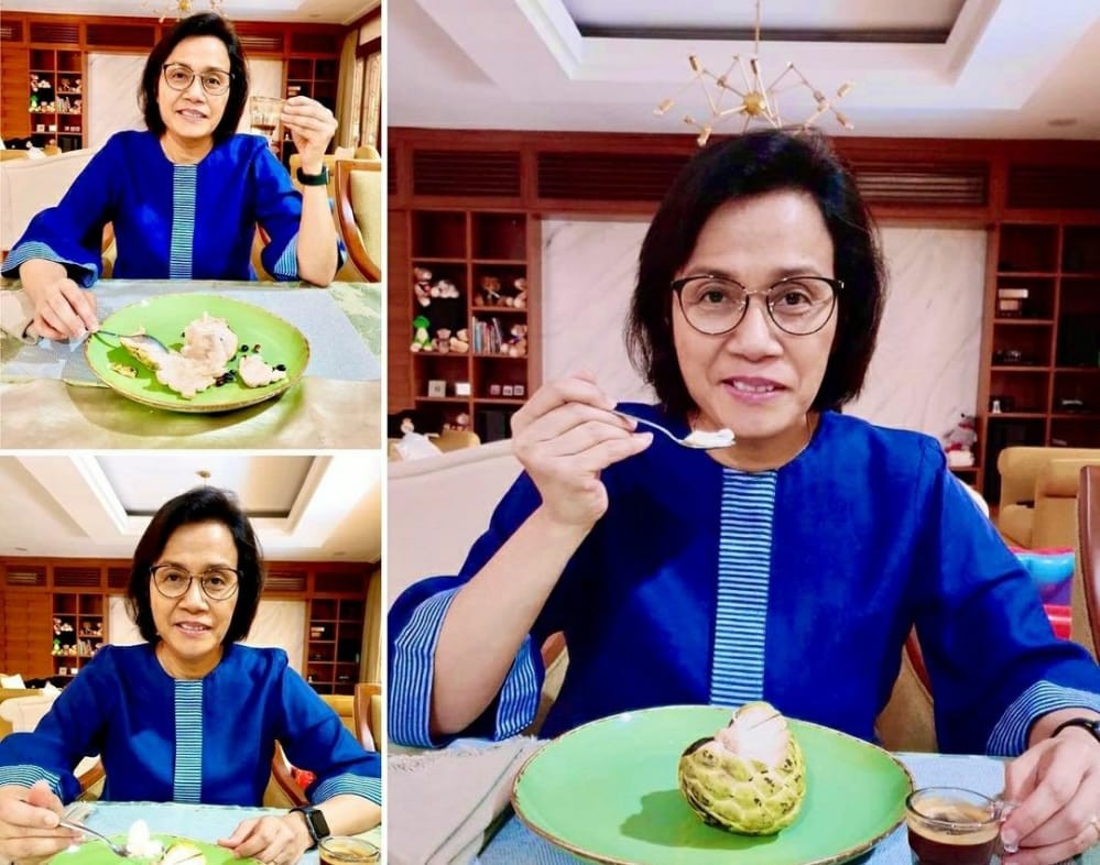 Makan Srikaya Jumbo Ditemani Kopi Ciwidey, Sri Mulyani : Spektakuler Nikmatnya