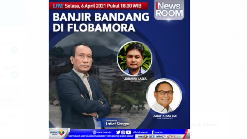Banjir Bandang di Bumi Flobamora, Selengkapnya di iNews Room Selasa Pukul 18.00 WIB