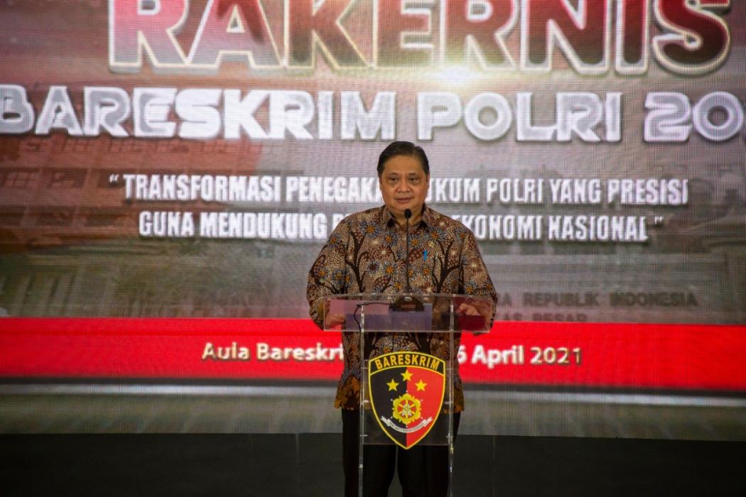 Kurva Sudah V-Shape, Menko Airlangga: Pemulihan Ekonomi Butuh Dukungan Jajaran Polri