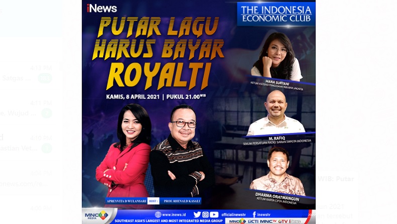 Simak The Indonesia Economic Club Malam Ini Pukul 21.00 WIB: Putar Lagu Harus Bayar Royalti! 