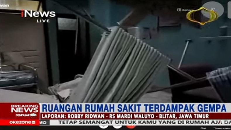 Gempa Bumi M6,1 Rusak Bangunan RSUD Mardi Waluyo Kota Blitar, Para Pasien Dipindahkan