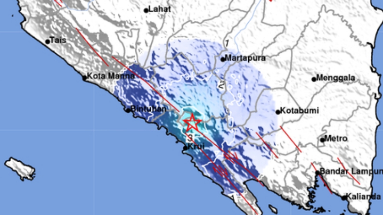 Gempa M 4,4 Guncang Lampung Barat