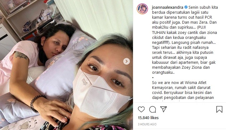 Joanna Alexandra Sekeluarga Positif Covid-19, Suami Dirawat Intensif
