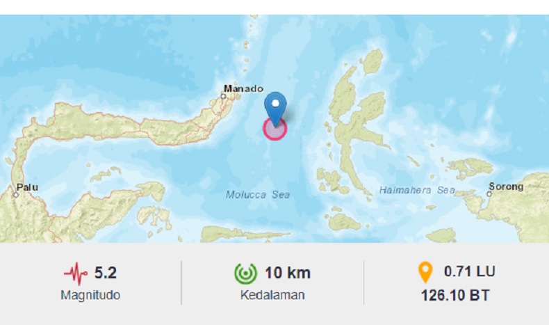 Gempa Magnitudo 5,2 Guncang Bitung Sulut, Tak Ada Potensi Tsunami