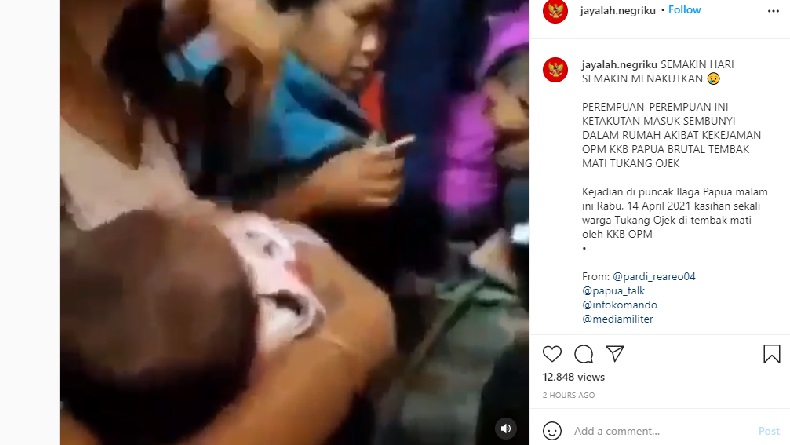 Viral di Medsos, Video Sejumlah Perempuan Bersembunyi dari KKB di Kamar Mandi