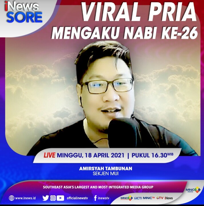Viral Pria Mengaku Nabi Ke-26, Saksikan Selengkapnya di iNews Sore Minggu Pukul 16.30 WIB