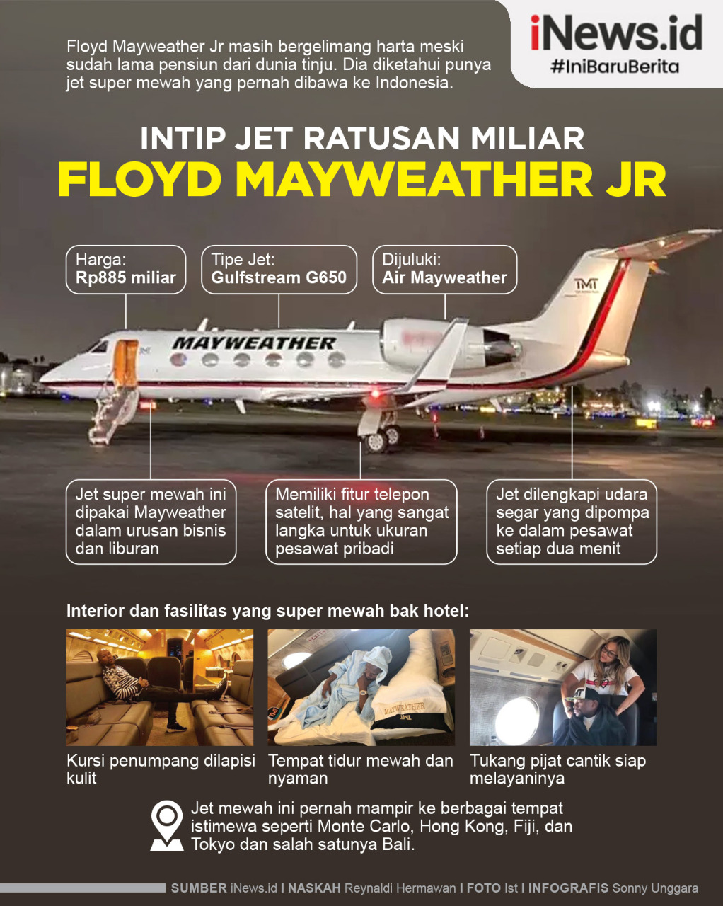 Infografis Jet Mewah Floyd Mayweather Jr yang Pernah Mampir ke Indonesia