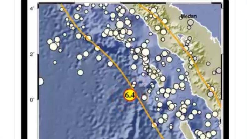 Nias Barat Diguncang Gempa Bumi M6,4 Selasa Pagi, Kedalaman 10 Km