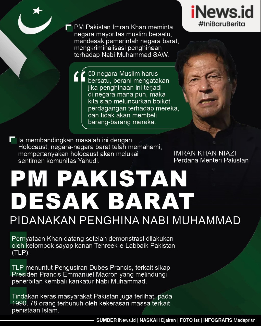 Infografis PM Pakistan Minta Dunia Islam Bersatu Desak Barat Pidanakan Penghina Nabi