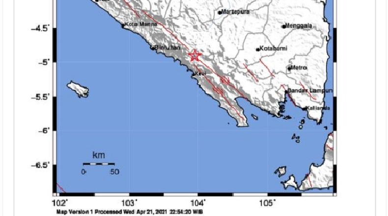 Lampung Barat Diguncang Gempa M2,7 Kamis Pagi, Kedalaman 5 Km