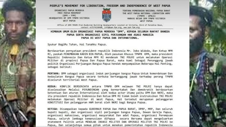 Beredar Surat OPM Minta Berunding usai Presiden Jokowi Minta KKB Penembak Kabinda Papua Diburu