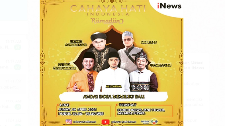 Andai Dosa Memiliki Bau, Simak Cahaya Hati Indonesia Ramadan iNews Pukul 12.30 WIB