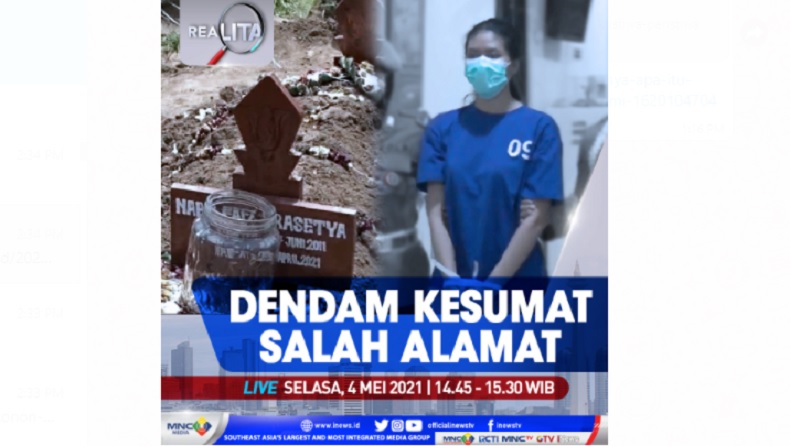 Dendam Kesumat Salah Alamat, Selengkapnya di Realita Selasa Pukul 14.45 WIB