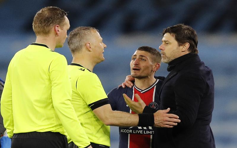 Ribut dengan Wasit saat Man City Vs PSG, Marco Veratti: Dia Bicara Kasar! 