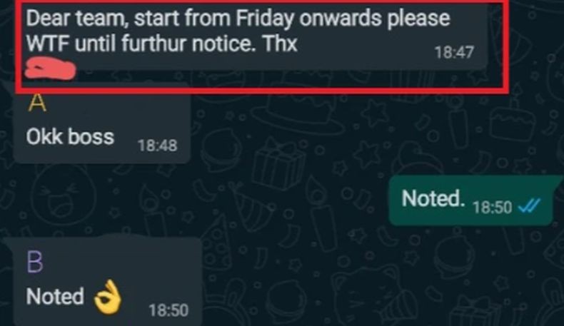 Kocak, Bos Typo Ketik Pesan WFH Jadi WTF ke Karyawan Dijawab 'Oke'