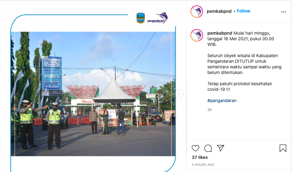 Cegah Klaster Baru Covid-19 Seluruh Objek Wisata di Pangandaran Ditutup