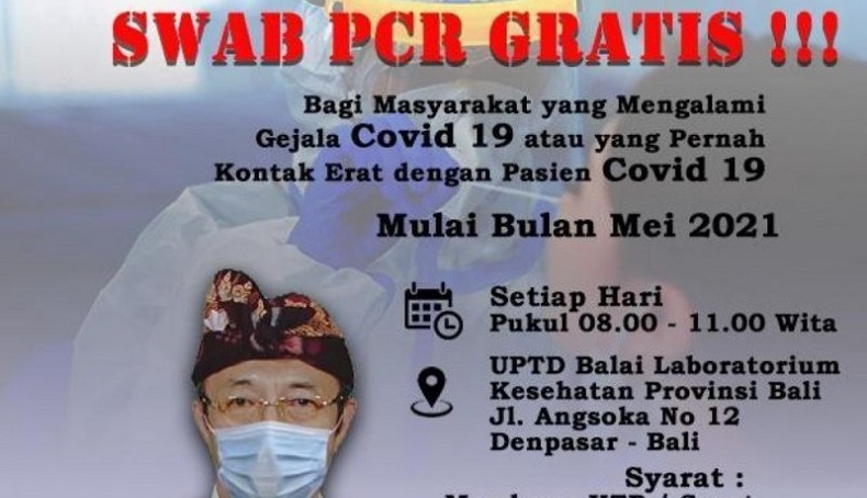 Mudahkan Pelacakan, Bali Gratiskan Swab Test PCR Masyarakat Bergejala Covid-19