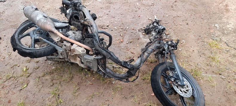 Antar Paket, Motor Kurir JNT di Bangka Tengah Terbakar