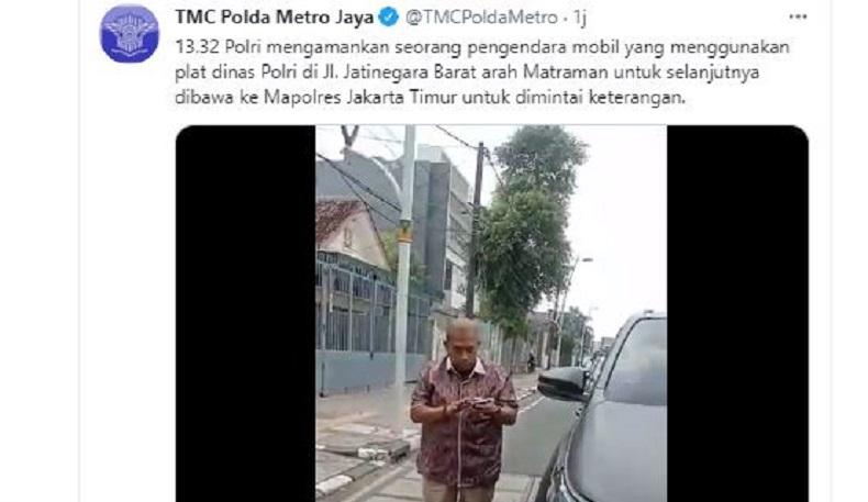 Gunakan Pelat Dinas Polri, Pengemudi Mobil Fortuner Diamankan 