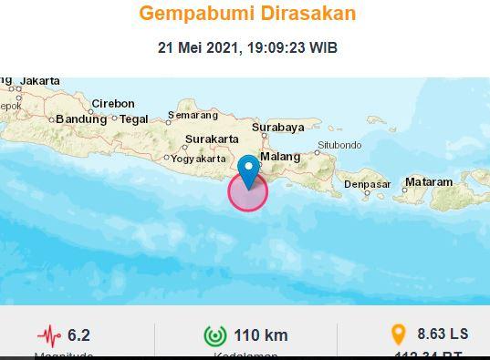 Gempa Terkini di Blitar Magnitudo 6,2, BMKG: Hati-Hati Gempa Susulan