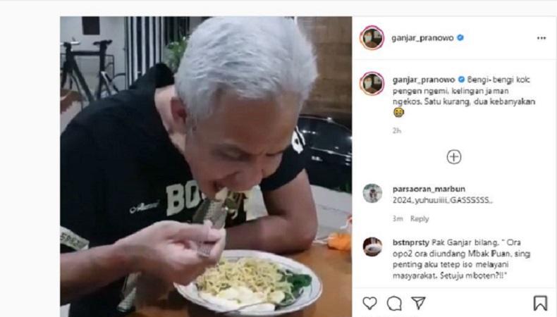 Disentil Keras PDIP Soal Capres 2024, Ganjar Asyik Makan Mi