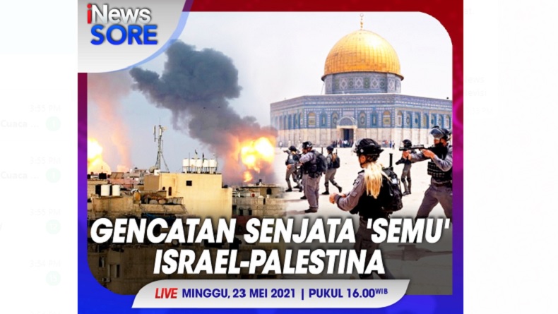 Konflik Israel-Palestina dan Bentrokan Pascagencatan, Selengkapnya di iNews Sore Minggu Pukul 16.00