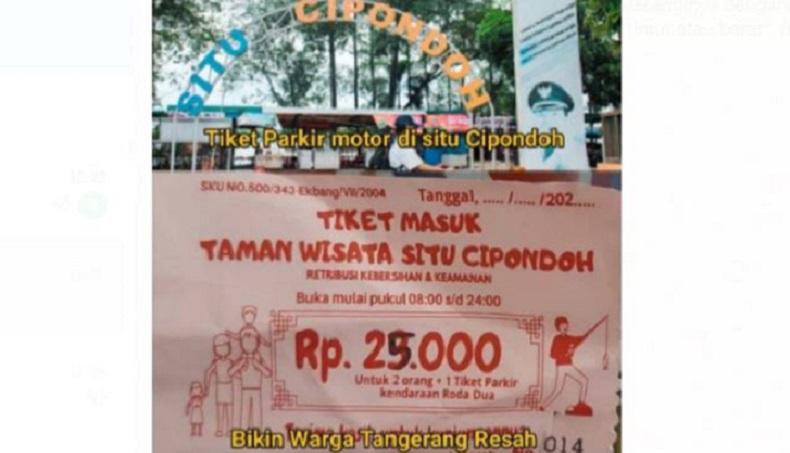 Viral Tiket Parkir Situ Cipondoh Rp25.000, Netizen : Taman Mini Bisa Minder Ini