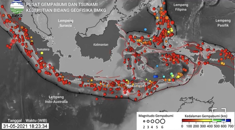 BMKG: 962 Gempa Bumi Terjadi di Indonesia Selama Mei 2021