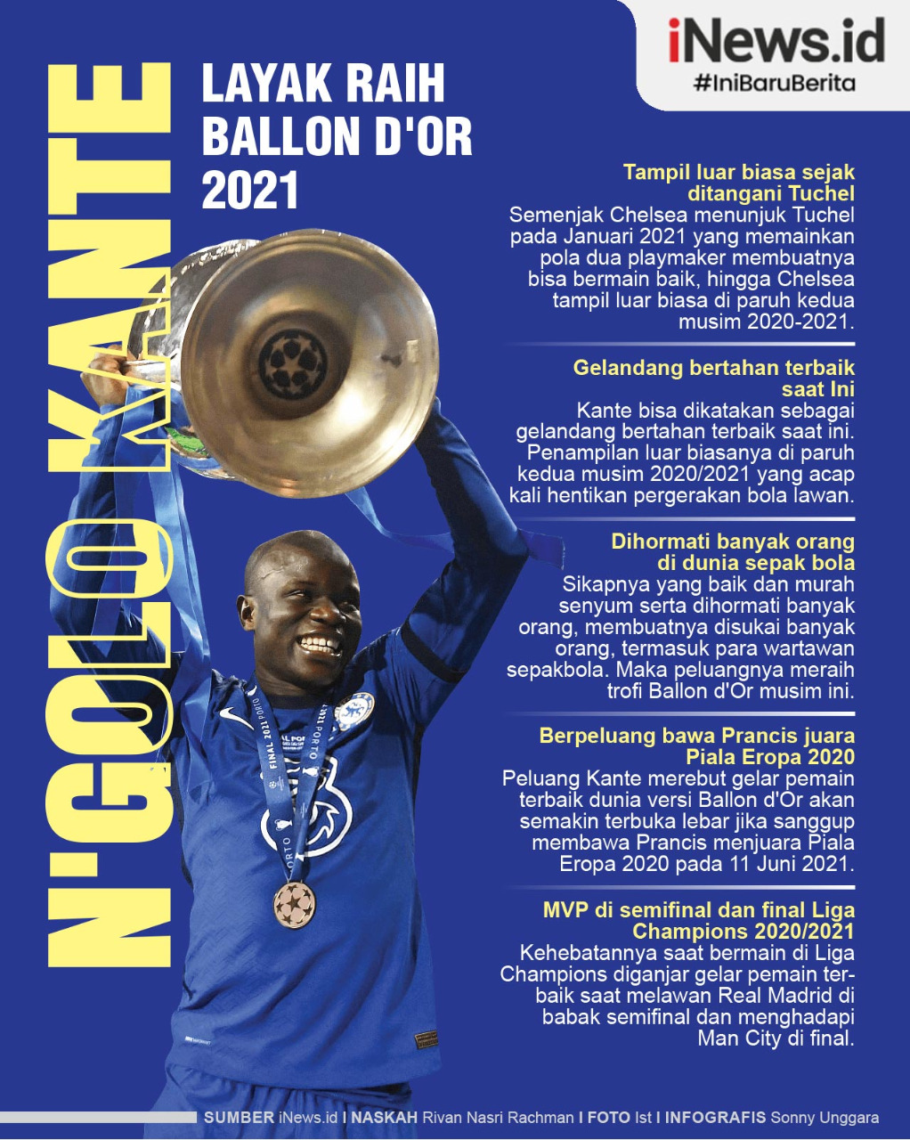 Infografis 5 Alasan N'Golo Kante Pantas Raih Ballon d'Or 2021