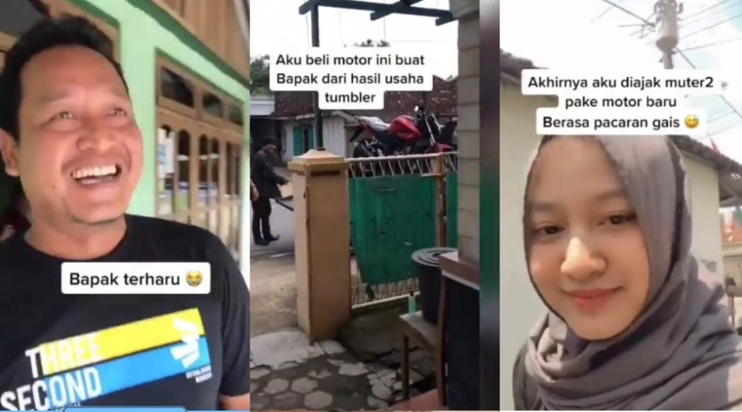Mengharukan, Seorang Anak Perempuan Belikan Ayahnya Motor Sport CB150R Edisi Spesial dari Jualan Tumbler 