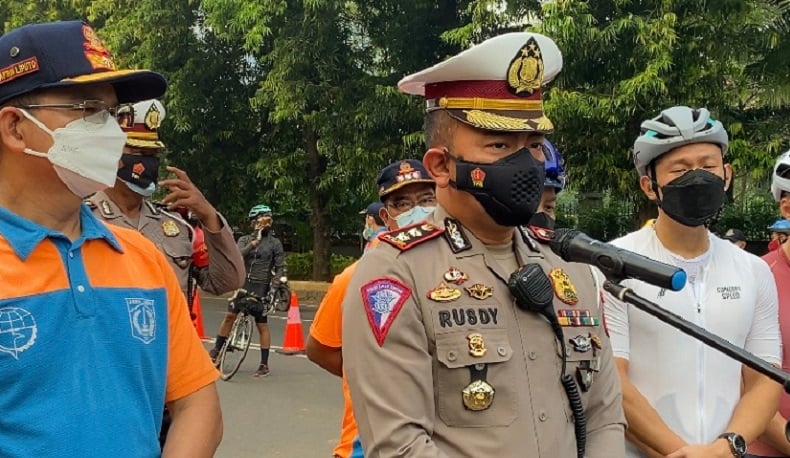 Uji Coba Jalur Lintasan Road Bike di Sudirman, Polda Metro Jaya Kerahkan Personel
