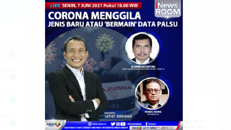 Corona Menggila, Jenis Baru atau Lemah Antisipasi? Simak di iNews Room Senin Pukul 18.00 WIB