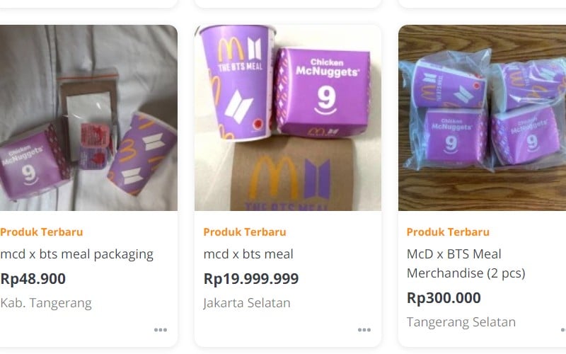 Wow! Kemasan Bekas BTS Meal di E-Commerce Dijual hingga Jutaan Rupiah