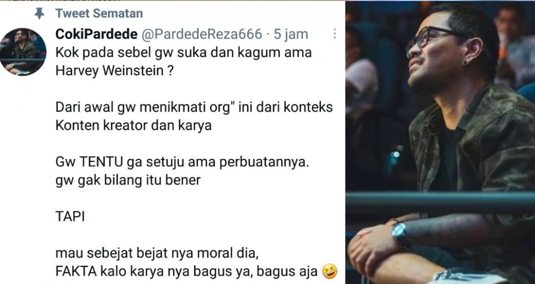 Kagum Pelaku Pelecehan Seksual Banyak dari Orang Hebat, Cuitan Komika Coki Pardede Diserang Netizen 