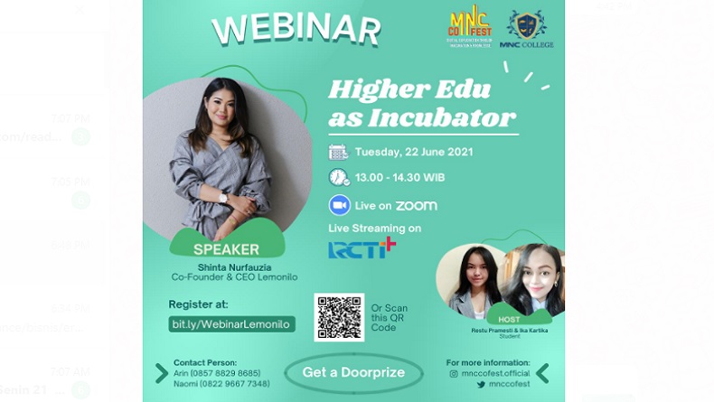 Besok! MNC College Selenggarakan Webinar Inspiratif Memulai Bisnis Startup, Ini Link Registrasinya