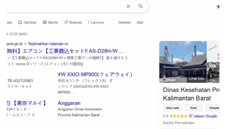 Website Dinas Kesehatan Kalbar Diretas Hacker, Muncul Aksara Kanji