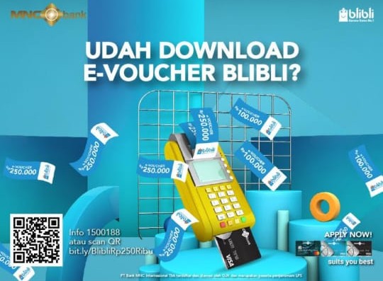 Tingkatkan Transaksi Kartu Kredit MNC Bank & Unduh MotionBanking, Ribuan e-Voucher Blibli Menanti Anda