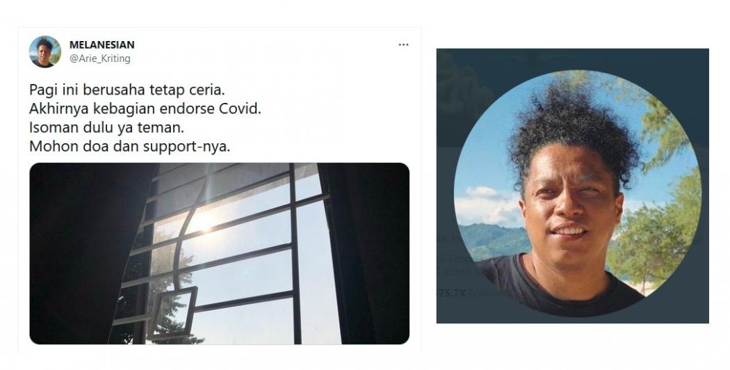 Arie Kriting Positif Covid-19 Minta Maaf Telah Lalai, Netizen: Tetap Semangat Kak